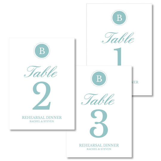 Lagoon Circle Initials Table Number Cards